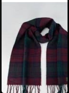 Johnstons of Elgin Red and Green Tartan Scarf